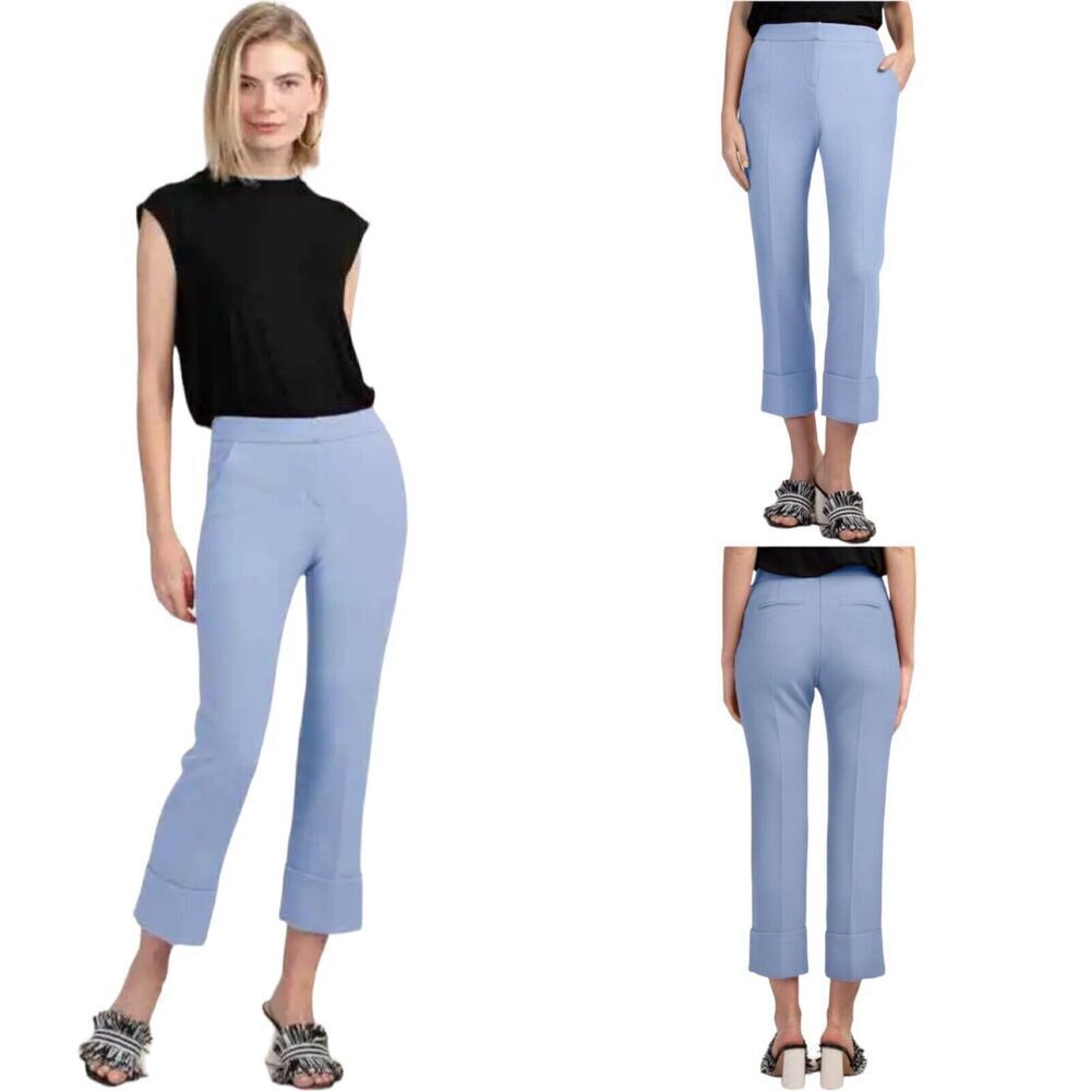 Trina Turk Sky Blue Banshee High Rise Cuffed Straight Leg Dress Pants Size 4